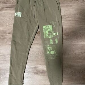 Olive Green Graphic Sweatpants